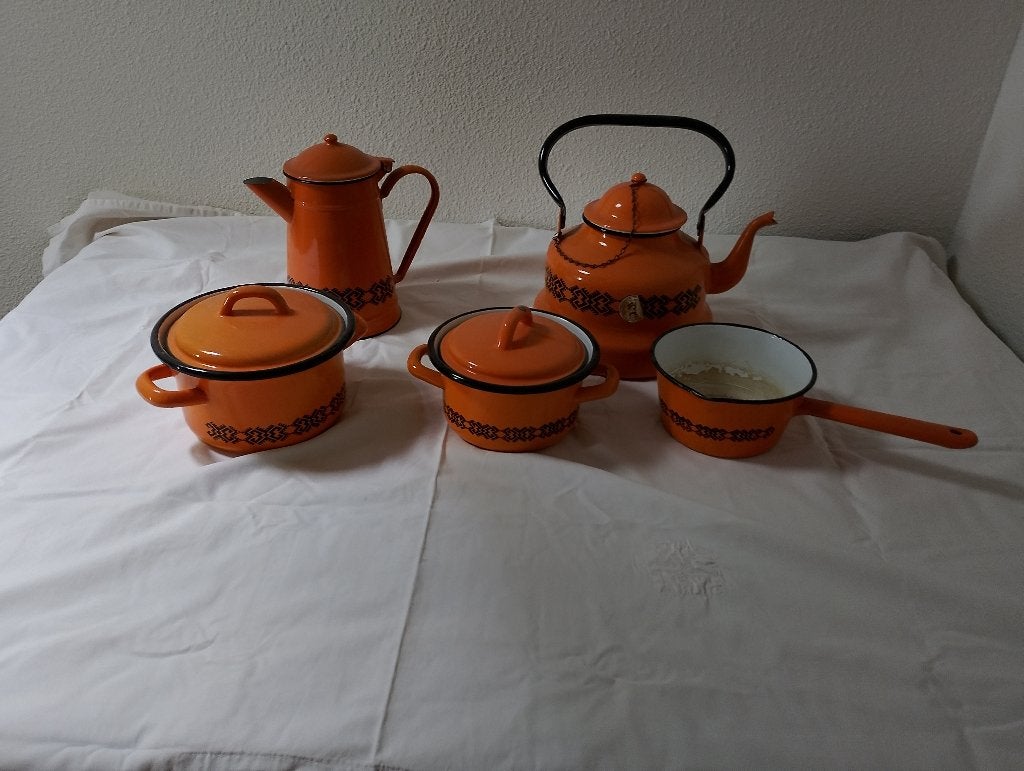 vintage emaille pannen set, Ophalen of Verzenden