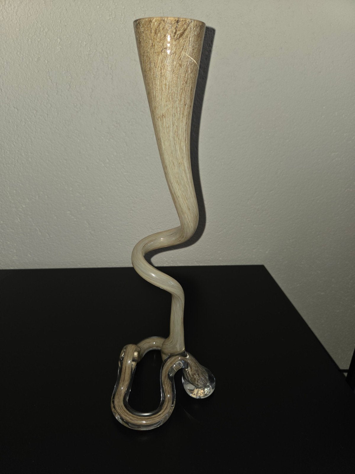 Vintage Murano-stijl Spiraalvaas – Handgeblazen Glaskunst 38, Ophalen of Verzenden, Beige, Glas