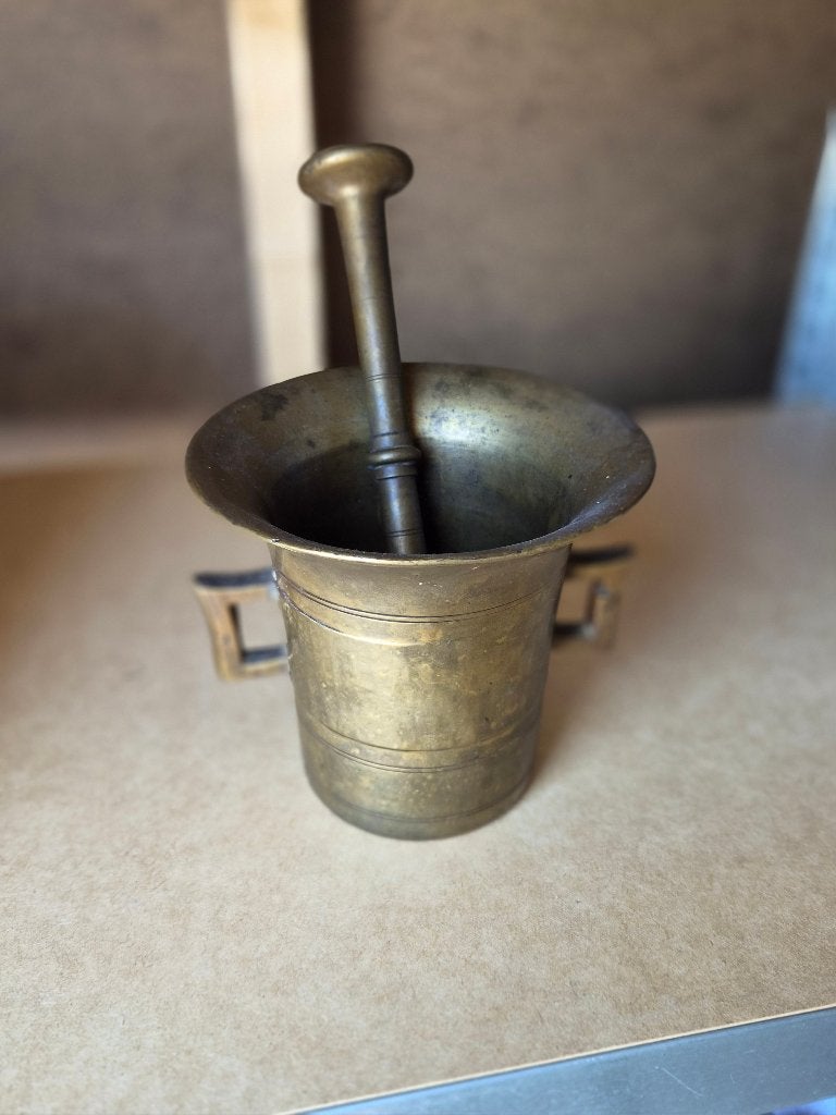 Antiek Koperen Vijzel met koperen stamper, Antiek en Kunst, Antiek | Koper en Brons, Ophalen of Verzenden, Koper