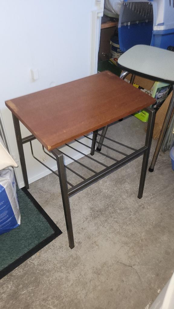 Vintage Design Bijzettafel Jaren 60 | Teak & Metaal | Retro, Ophalen, Gebruikt, 55 tot 75 cm, Mid-century