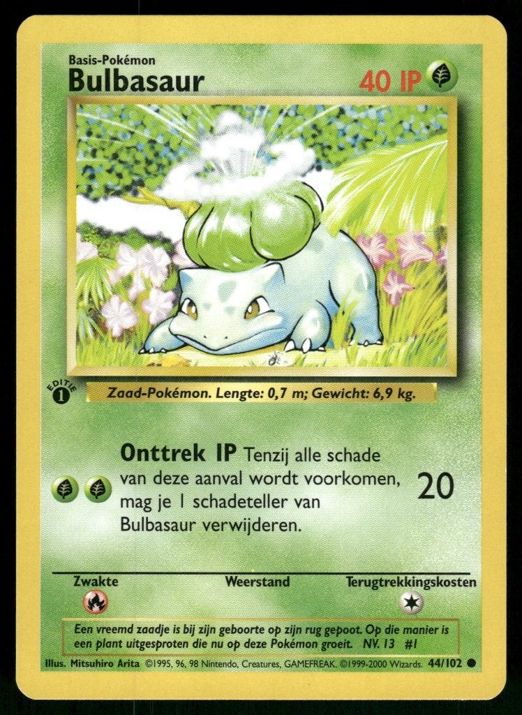 Bulbasaur 44/102 - Base (1st edition) (NL) (NM), Verzenden, Gebruikt