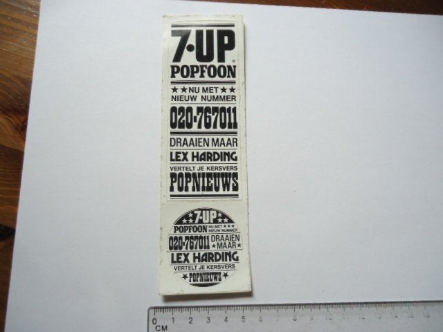 sticker oud SEVEN UP Lex Harding deejay veronica 7up 7 up, Verzamelen, Verzenden, Zo goed als nieuw, Bedrijf of Vereniging