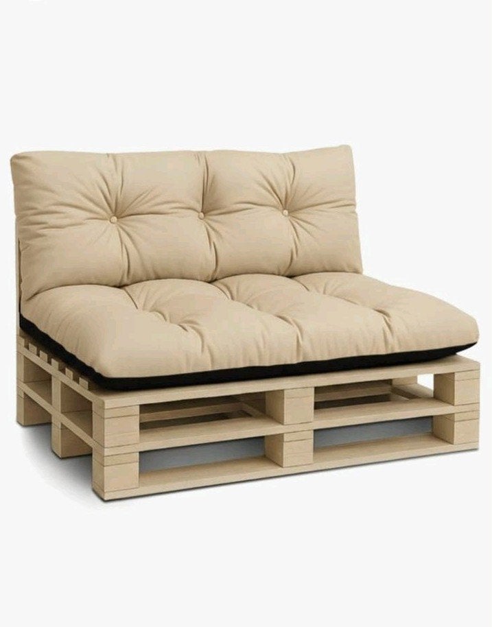 MOET NU WEG!!   Palletbank Zitkussen 120x80 cm Beige, Tuin en Terras, Ophalen, Nieuw