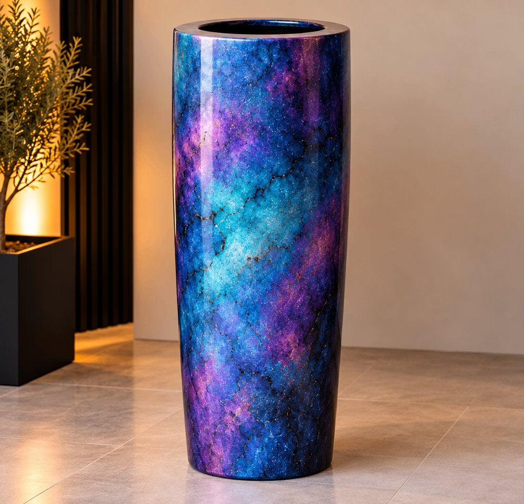 Exclusieve Galaxy Vaas – Handgemaakt in Venetië – 111 cm, Tuin en Terras, Overige materialen, 40 cm of meer, Rond, Nieuw