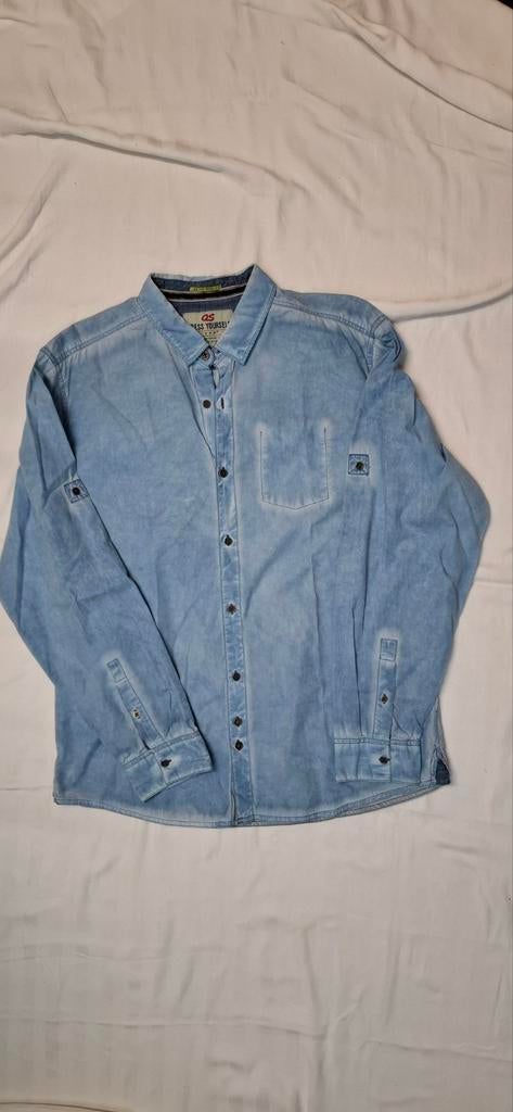 Stoere lichtblauwe denim blouse, Ophalen of Verzenden, Gedragen, Blauw