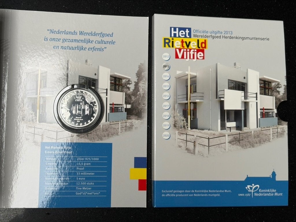 het rietveld vijfje, Postzegels en Munten, Munten | Europa | Euromunten, Zilver, Overige landen, Ophalen of Verzenden, 5 euro