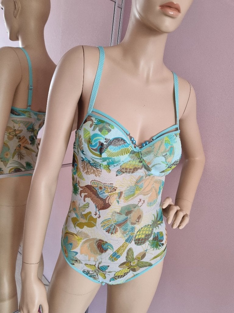 Oriental Morphosis Marlies Dekkers stringbody aqua - 70B, Marlies Dekkers, Verzenden, Blauw, Body of Korset