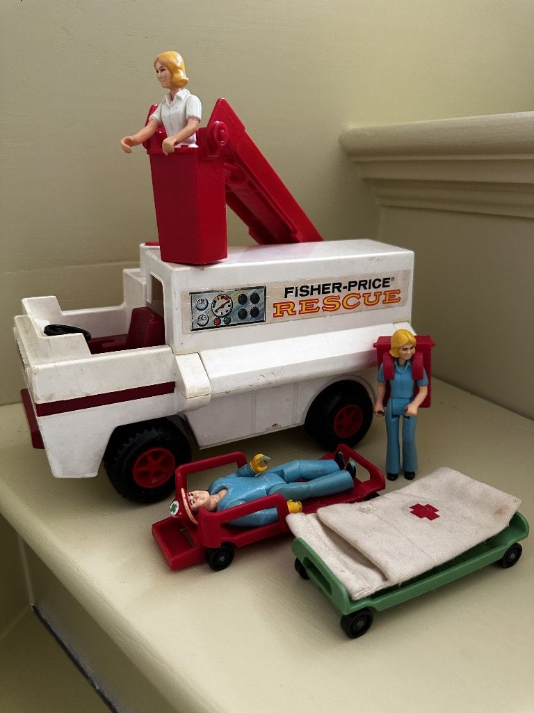 Fisher Price Rescueteam, 1974, made in USA, Antiek en Kunst, Antiek | Speelgoed, Ophalen of Verzenden