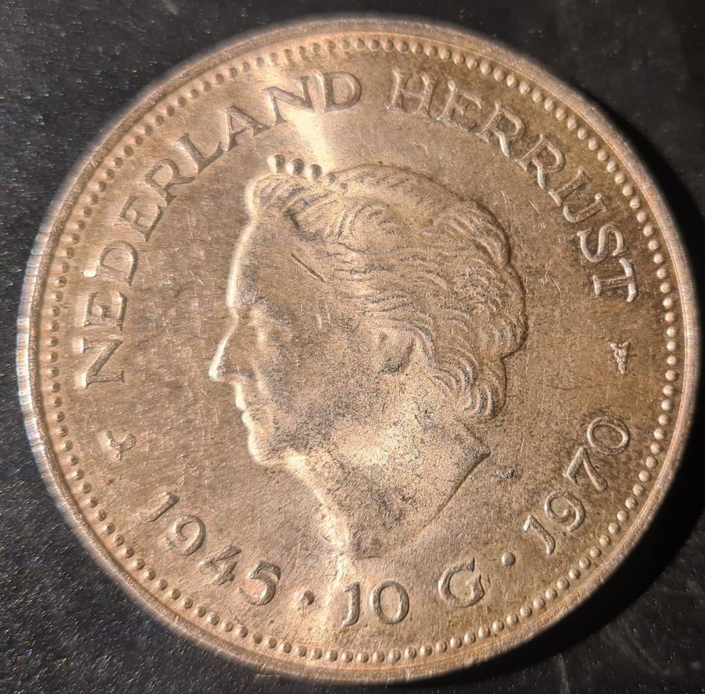 Zilveren 10 Gulden Munt Koningin Juliana 1970, Postzegels en Munten, Munten | Nederland, Koningin Juliana, Zilver, Ophalen of Verzenden