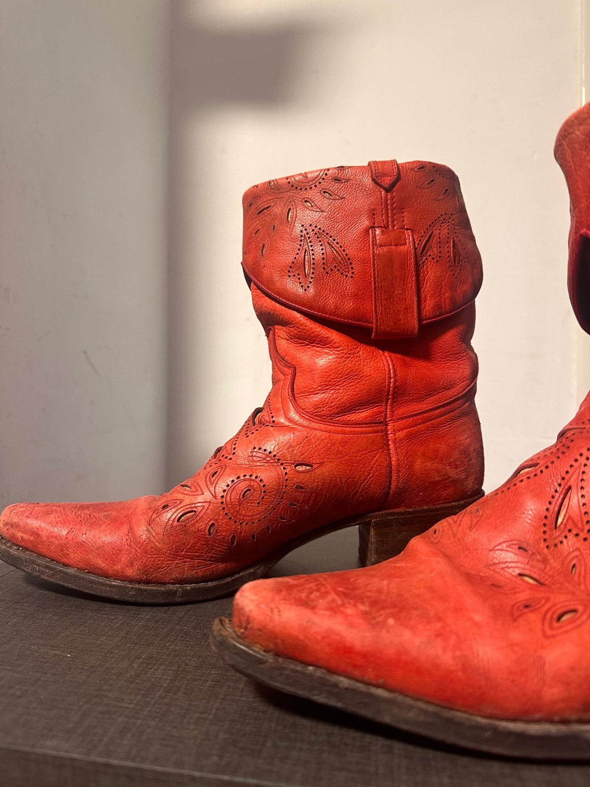 Sendra rode cowboylaarzen maat 40 | leer | vintage western, Lage of Enkellaarzen, Ophalen of Verzenden, Gedragen, Rood