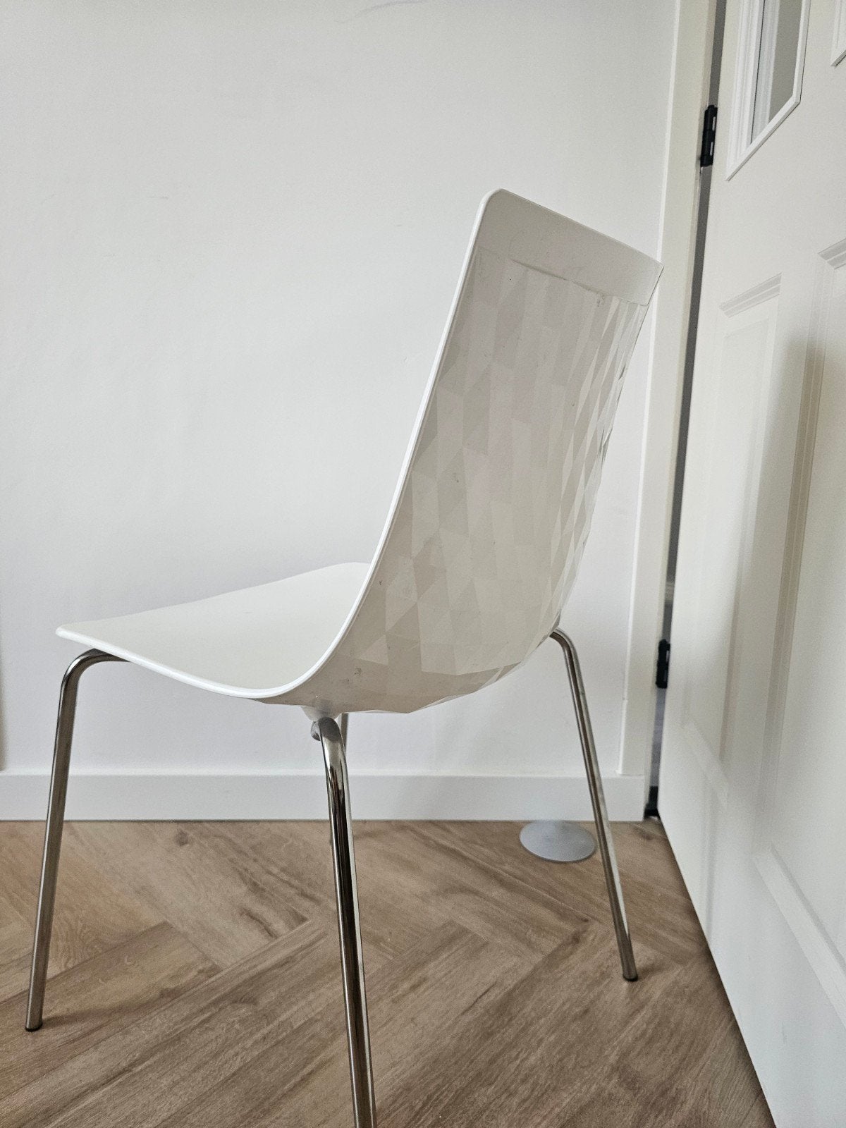 4x Calligaris Ice Stoel - Wit met Chrome Poten, Gebruikt, Wit, Ophalen of Verzenden, Vier