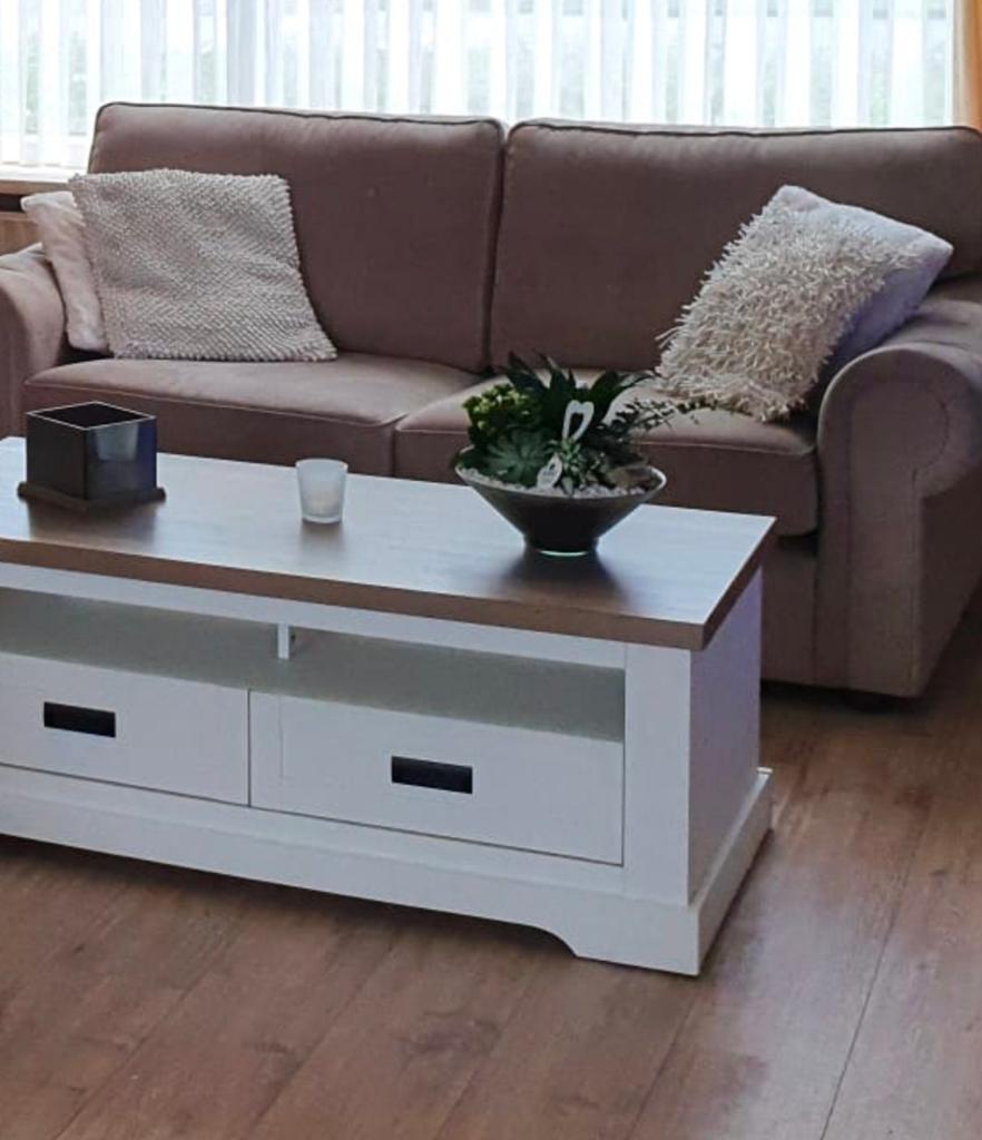 Mooie beige 2-zitsbank en loungebank, Huis en Inrichting, Banken | Bankstellen, Ophalen, Gebruikt, 150 tot 200 cm, Tweepersoons