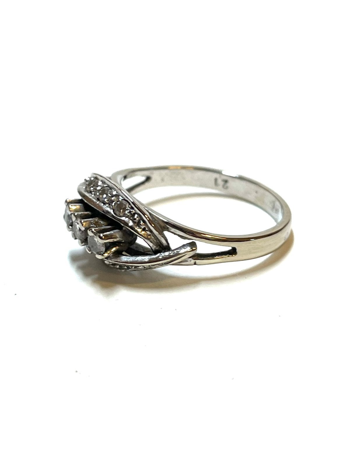 14k witgouden ring met diamanten, -, -, Ophalen of Verzenden, Dame