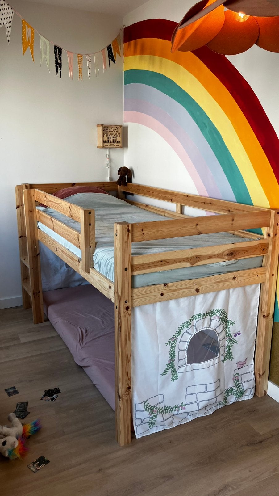 Pino grenen halfhoogslaper met glijbaan, Ophalen, Gebruikt, Halfhoogslaper