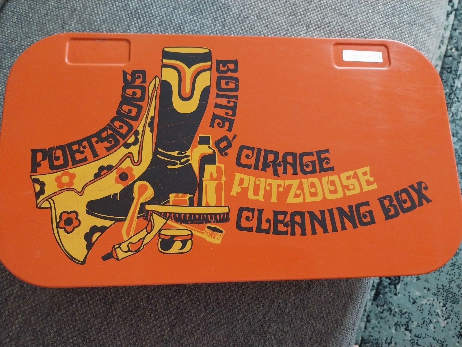 Vintage Brabantia Poetsdoos met inhoud - Oranje, Ophalen, Gebruikt