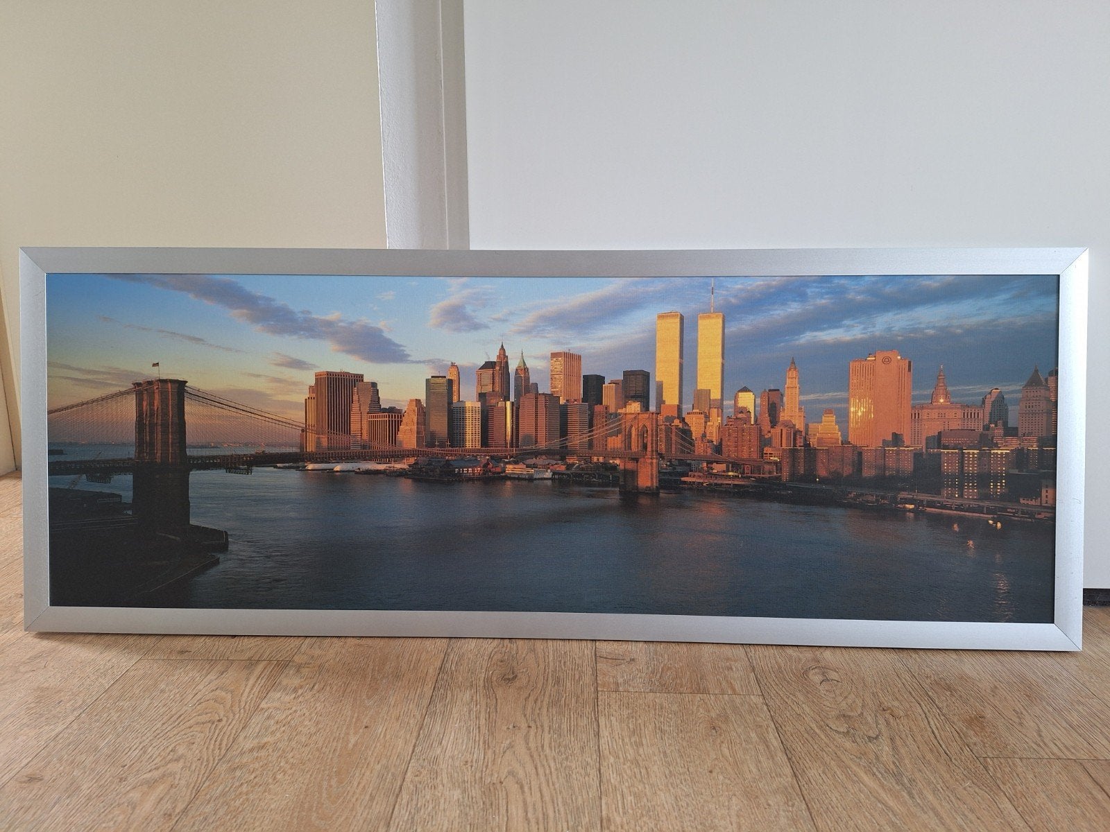 New York Skyline voor 9/11 met ophangsysteem, Ophalen, 50 – 75, Gebruikt, 100 tot 125 cm