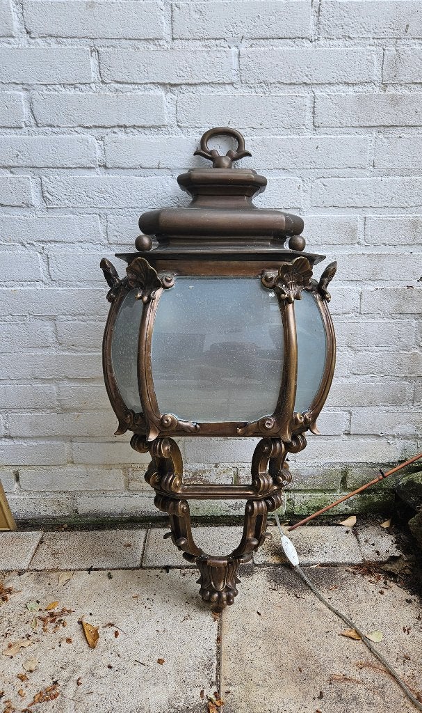 Antieke messing koetslamp groot formaat, Ophalen