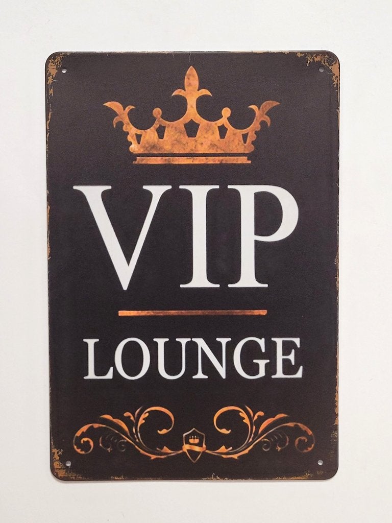 VIP Lounge kroon reclamebord van metaal wandbord deco, Info@deconoord.nl, Deco Noord, Nieuw, Ophalen of Verzenden