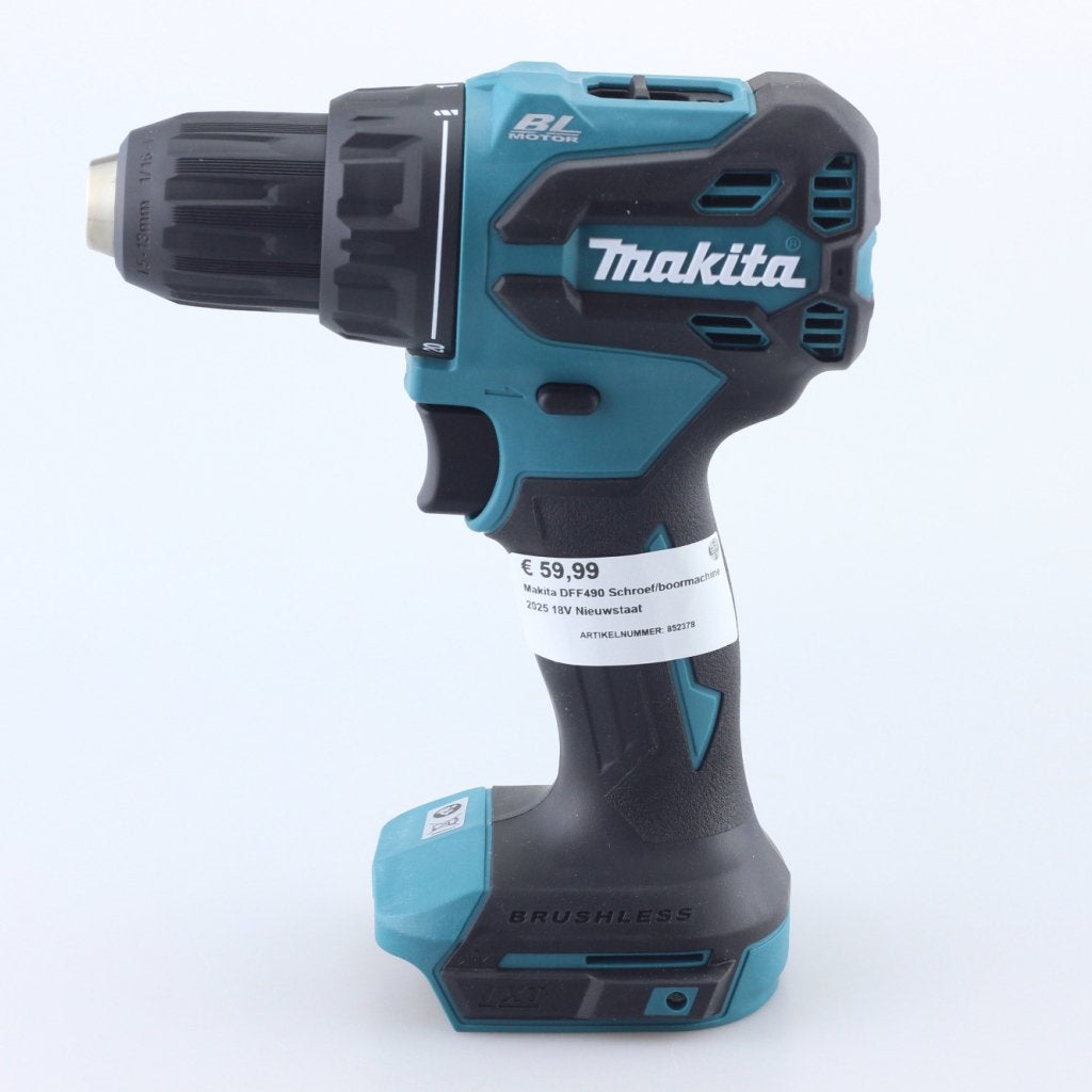 Makita DDF490 Schroef/boormachine 2025 18V Nieuwstaat, Makita, Zo goed als nieuw, Support@makita.com, Makita Corporation, 3-11-8, Sumiyoshi-cho, 
Anjo, Aichi 446-8502
Japan