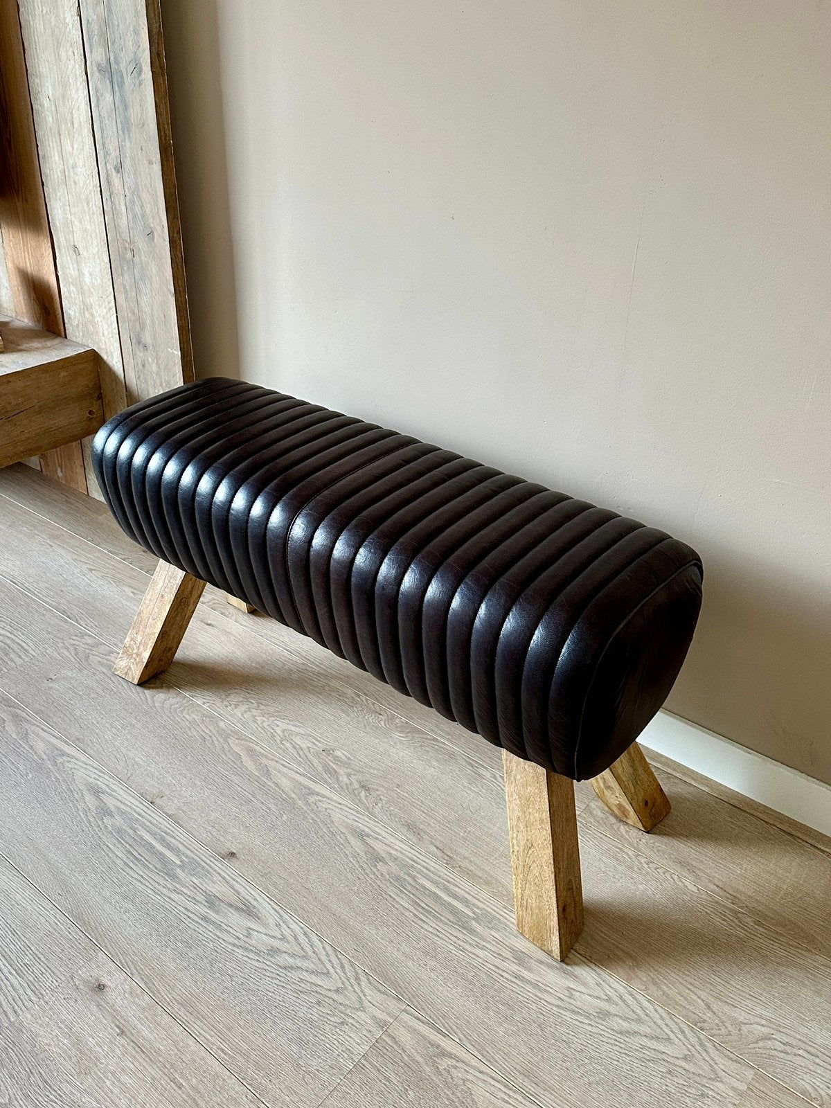 Toffe Leren bankje | Hocker | Turnbok - Nieuw!, Ophalen, Nieuw, Hout