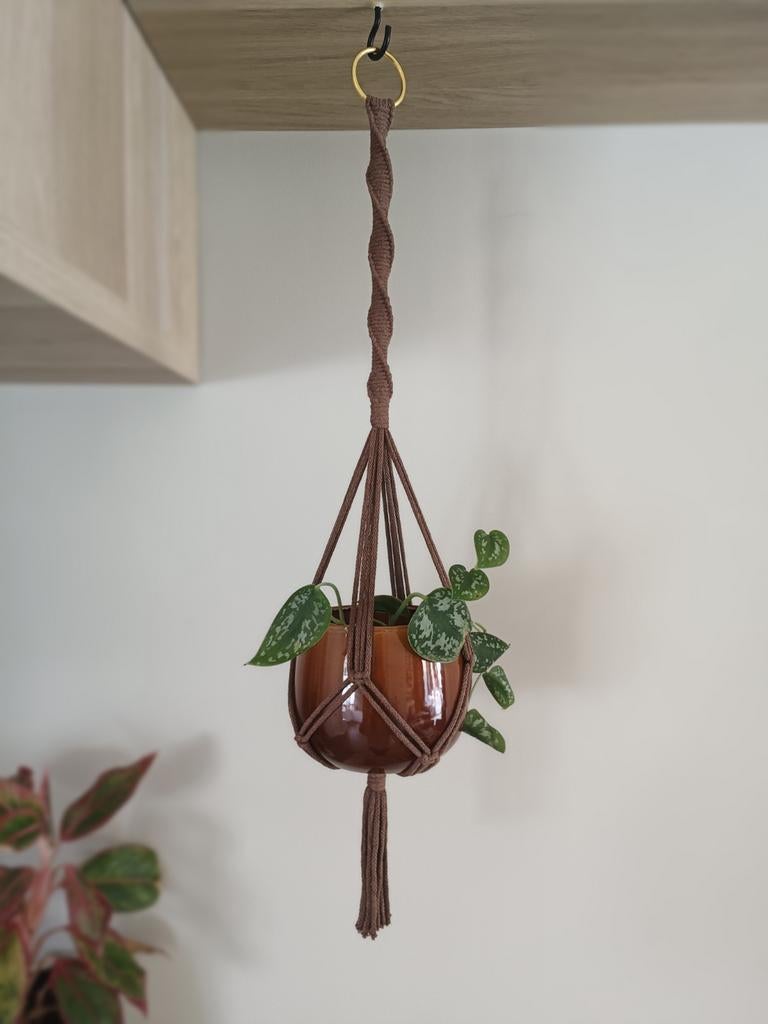 Macramé plantenhanger, Boho, Nieuw, Ophalen of Verzenden, Bruin