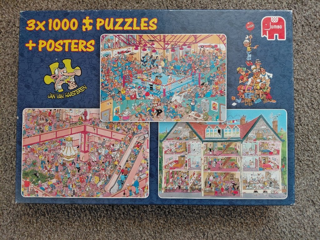 Jan van Haasteren 3x 1000 stukjes, Ophalen of Verzenden, 500 t/m 1500 stukjes, Gebruikt, Legpuzzel