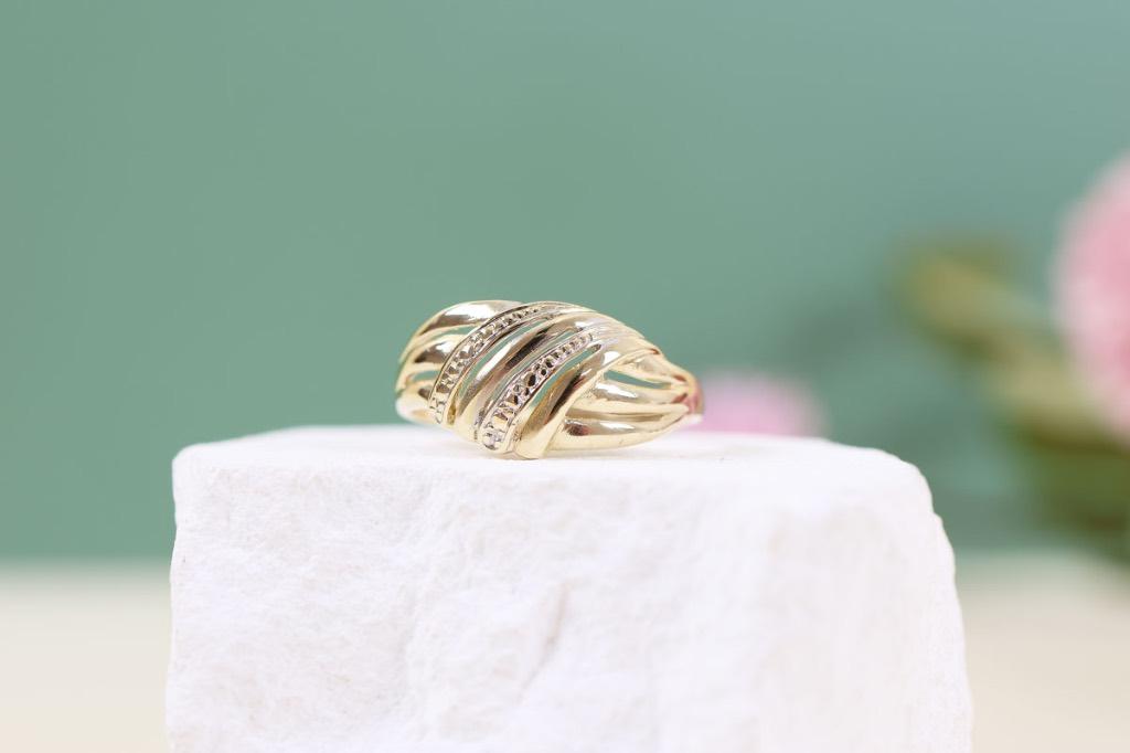 Vintage 14 Karaat Brede Gouden Ring