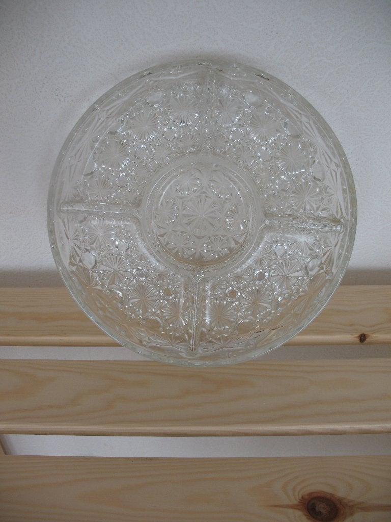 Glazen Schaal met 4 vakken - Sterpatroon Vintage, Antiek en Kunst, Ophalen of Verzenden