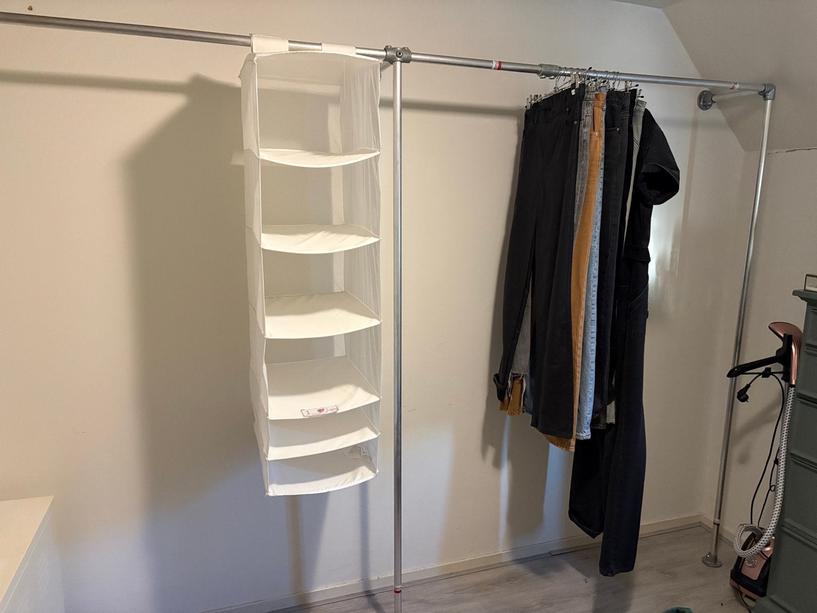 Kledingrek van aluminium buizen - industrieel design, Ophalen, Gebruikt, 200 cm of meer, Minder dan 25 cm