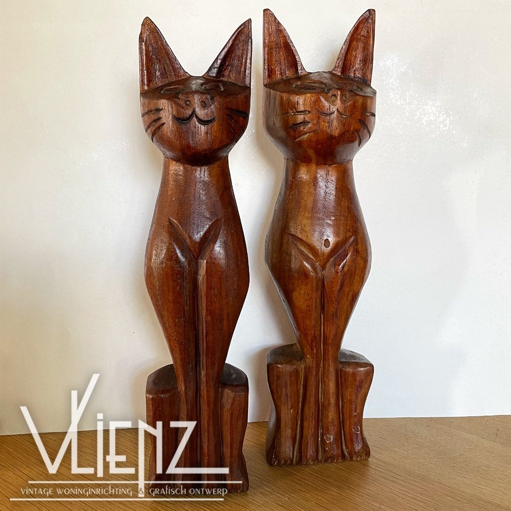Vintage, retro houtgesneden kat poes, per stuk, Ophalen of Verzenden, Huis en Inrichting
