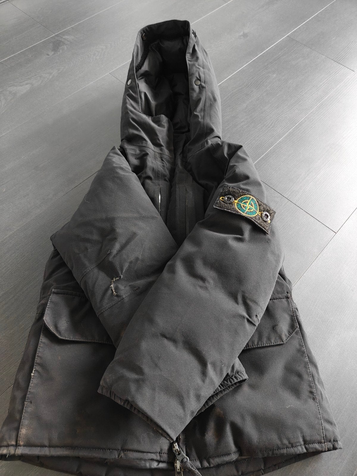 Stone Island Junior Down Jacket - Zwart maat 104, Ophalen of Verzenden, Gebruikt, Stone Island, Jongen