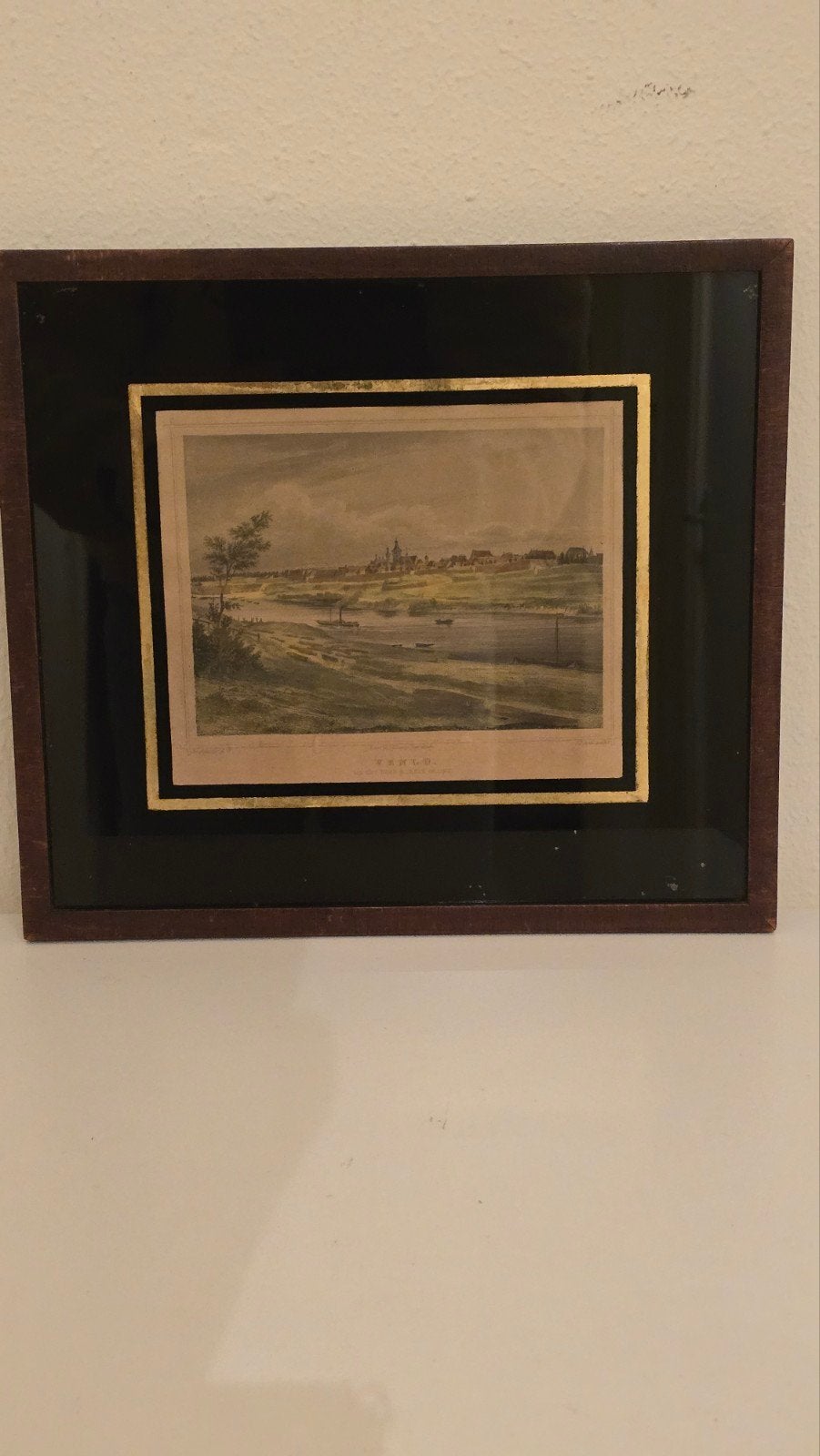 Antieke prent Venlo, gezien vanuit Blerick  jaartal 1741, Ophalen, Ingelijst, 1800 - 1899, Stadsgezicht