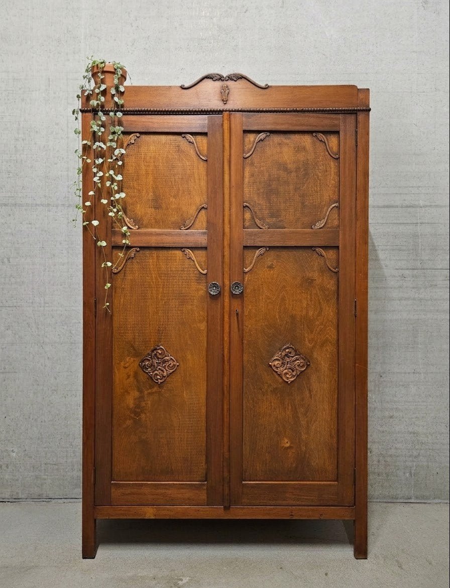 Antieke brocante Art Deco meidenkast vintage linnenkast kast, Ophalen of Verzenden