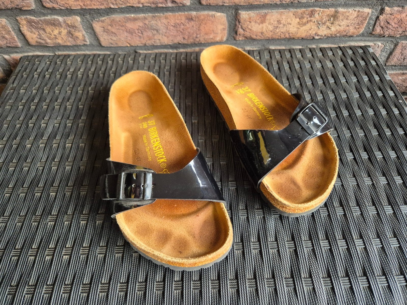 Birkenstock sandalen zwart lak - maat 37, Zwart, Zo goed als nieuw, Birkenstock, Sandalen of Muiltjes