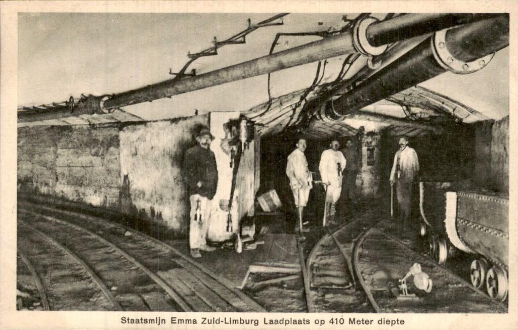 Heerlen - Staatsmijn Emma - Laadplaats op 410 m diepte, Verzamelen, Ophalen of Verzenden, 1920 tot 1940, Gelopen, Limburg