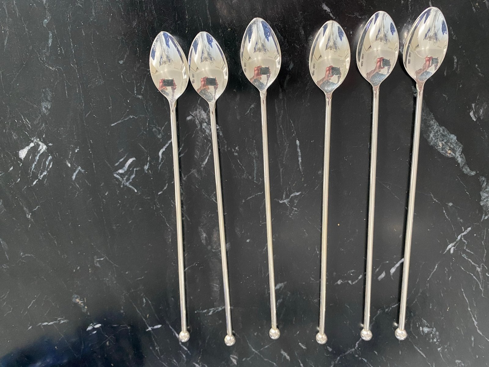 6 Verzilverde AH Lange Lepels - 19 cm, Ophalen of Verzenden