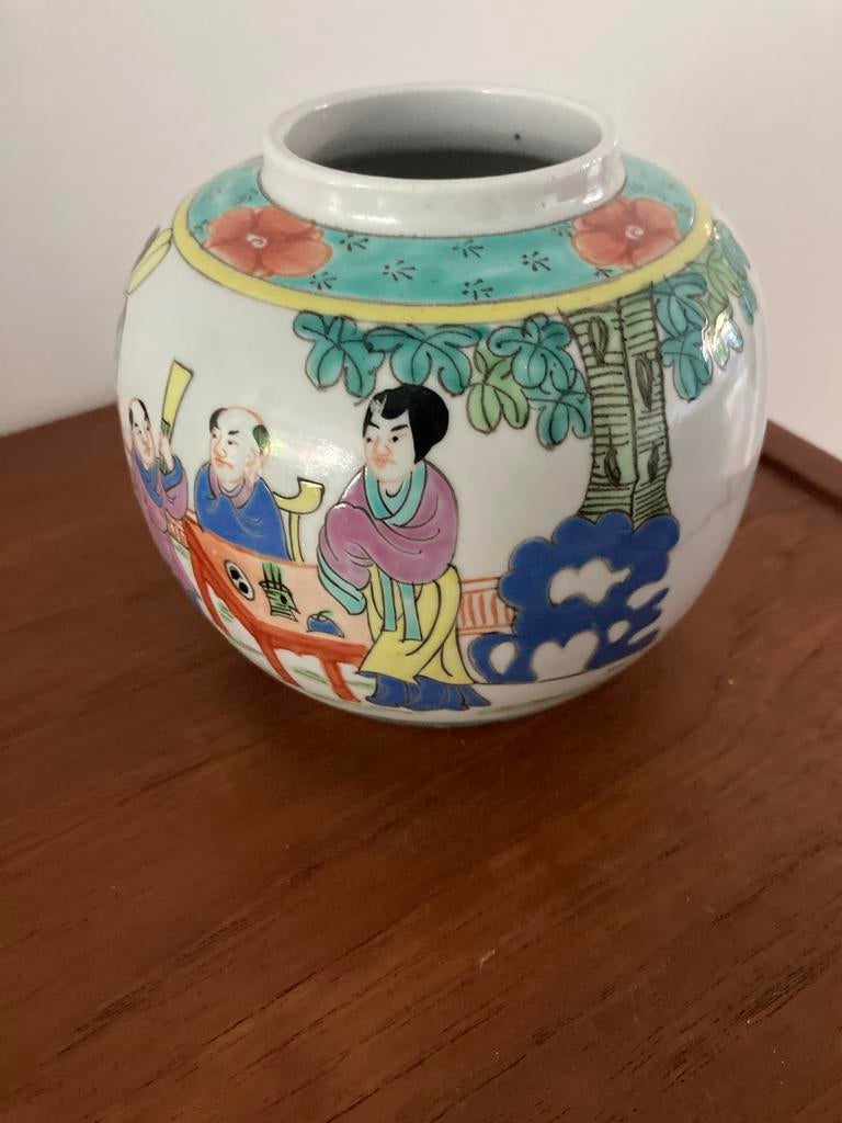 Chinese Gemberpot met Scènes en Bloemen, Ophalen of Verzenden