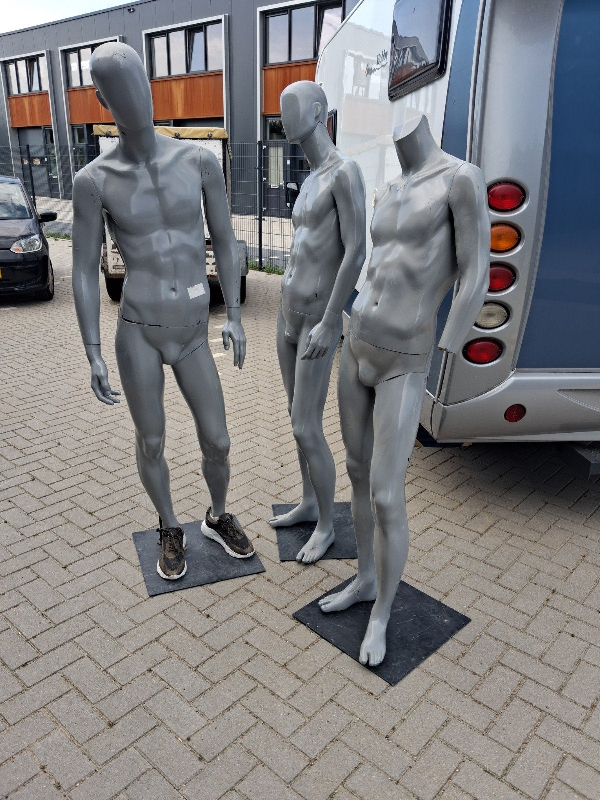 Set van 3 etalagepoppen - grijs, Ophalen