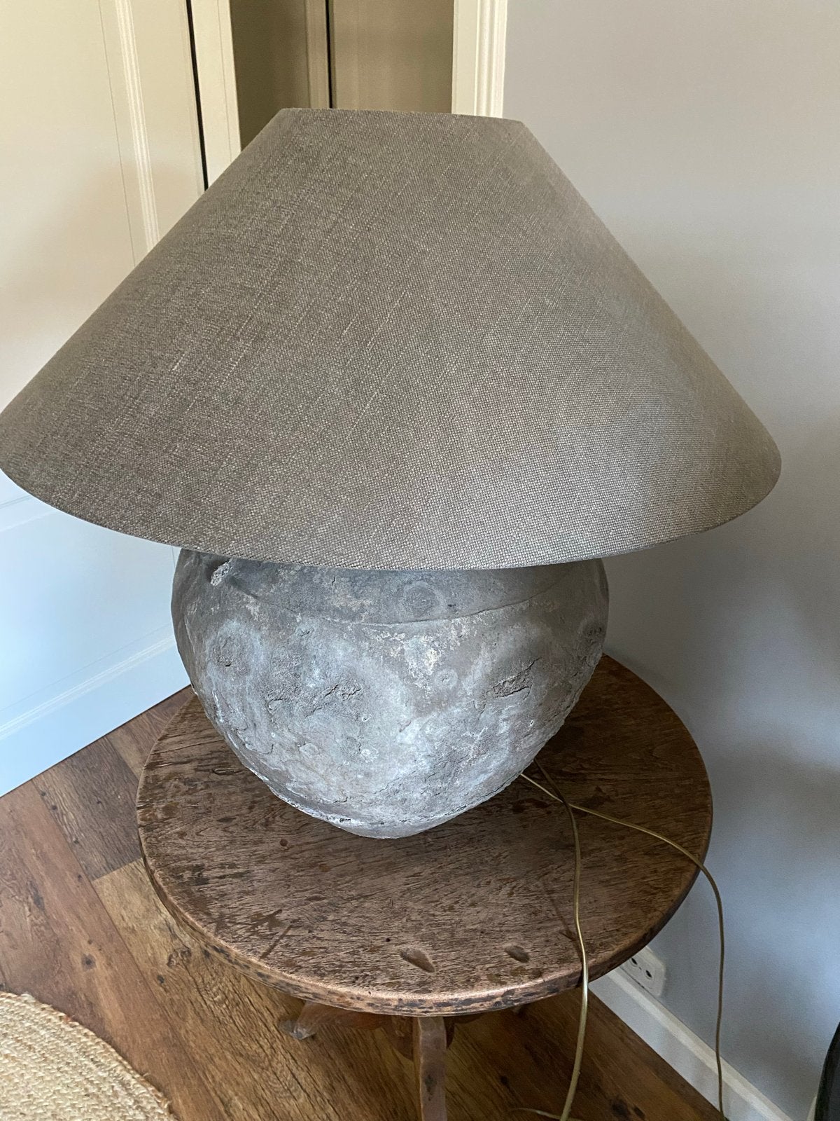 Unieke Kruiklamp met Kap - Landelijke Stijl, Overige merken, Gebruikt, Grijs, E27 (groot)