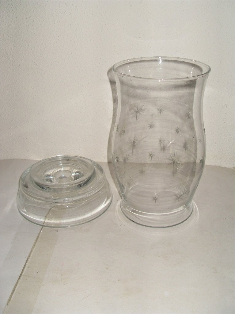Glazen windlicht / windlicht met sterren / sterretjes, Windlicht, Ophalen of Verzenden, 22 cm, Glas