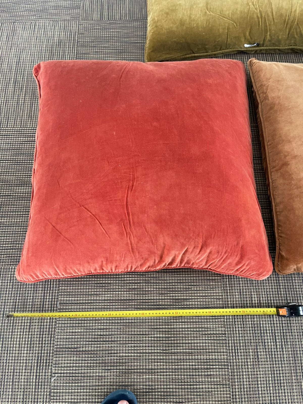 Set van 3 fluwelen Ibiza-kussens, Huis en Inrichting, Woonaccessoires | Kussens, Ophalen, Gebruikt, Rood, Vierkant