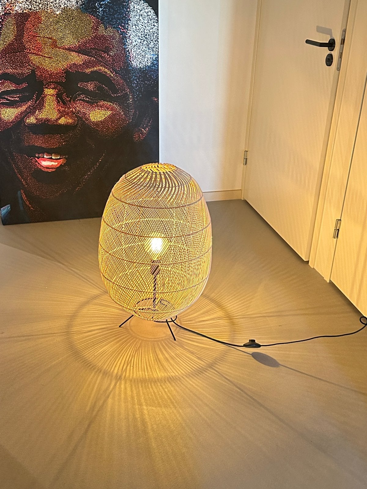 Rotan vloerlamp van het merk Made, Ophalen, E27 (groot), Zo goed als nieuw, 70 cm