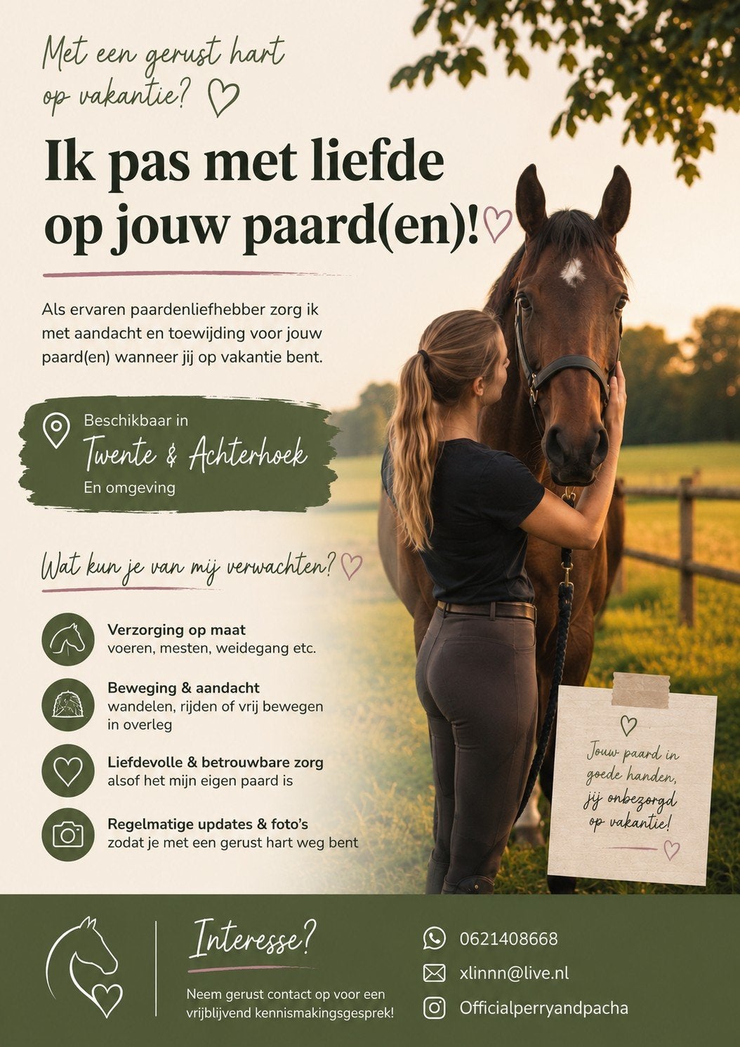 Paarden oppas aangeboden, Dieren en Toebehoren, Ophalen of Verzenden