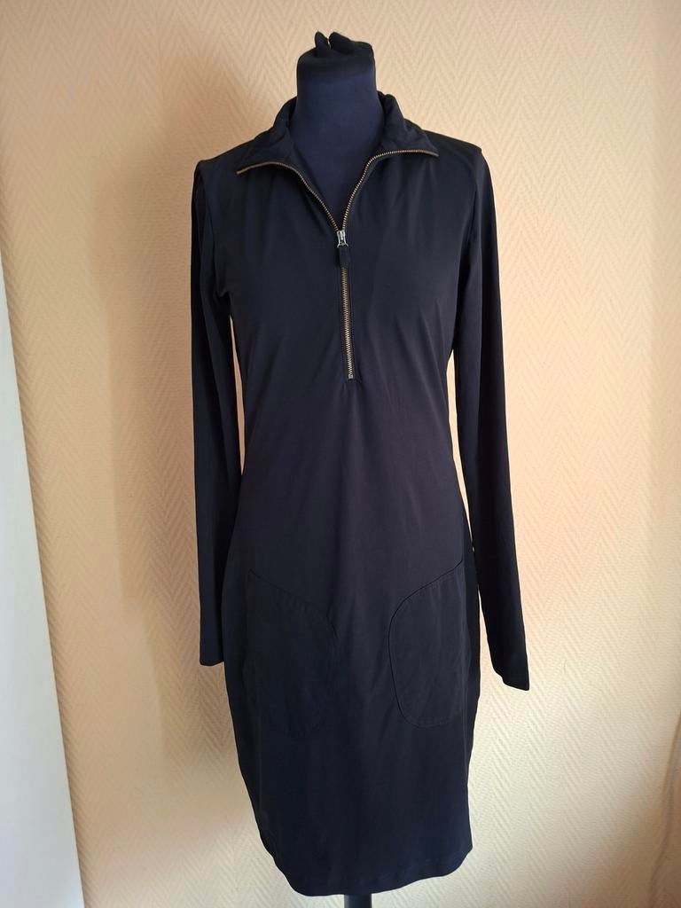 Zwarte Travelstof Jurk Woman by Earn Maat 38, Maat 38/40 (M), Zwart, Woman by Earn, Ophalen of Verzenden