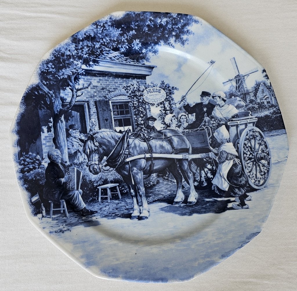 Delftsblauw Wandbord - Hulde aan het Bruidspaar, Ophalen of Verzenden