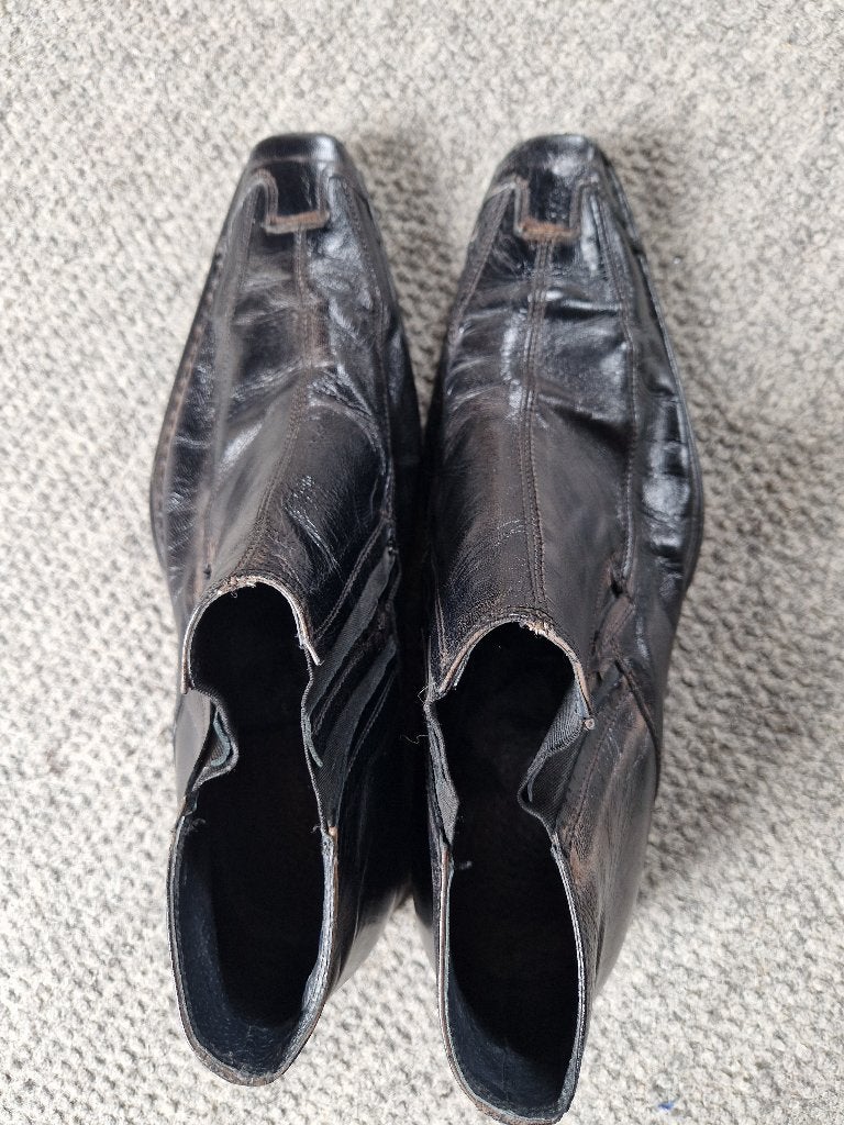 zwarte korte lederen cowboy laarzen, maat 45, Kleding | Heren, Schoenen, Onbekend, Verzenden, Zwart, Boots
