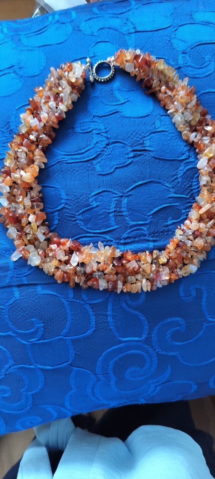 Prachtige ketting van carneool edelsteen, Sieraden, Tassen en Uiterlijk, Kettingen, Ophalen, Gebruikt, Oranje, Steen of Mineraal
