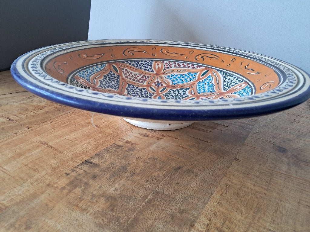 Handgemaakte Tunesische schaal - Oranje en Blauw, Ophalen