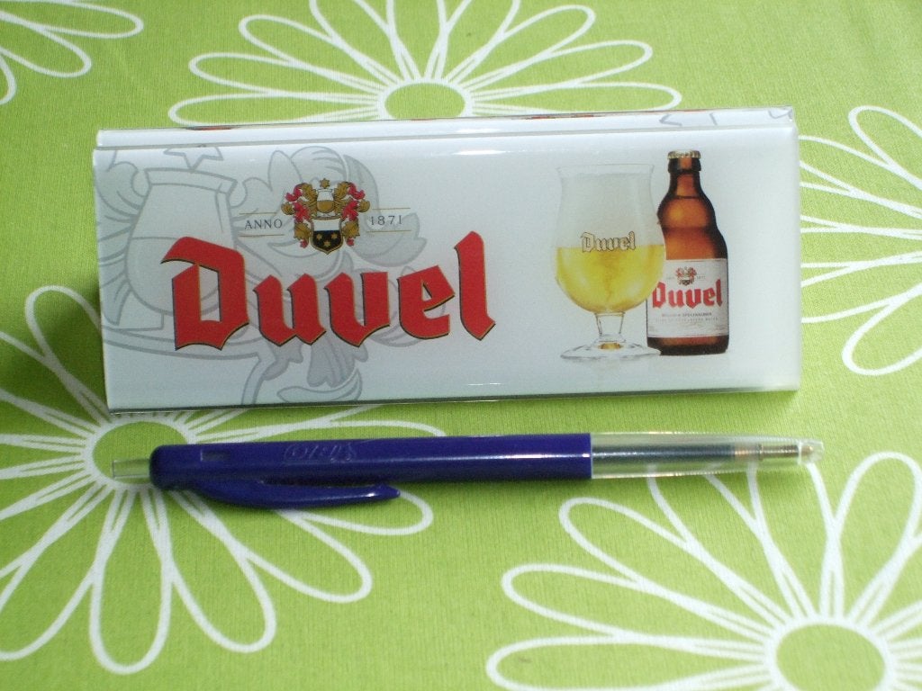 Duvel menukaart houder (14x 5 cm), Ophalen of Verzenden, Zo goed als nieuw, Overige typen, Duvel