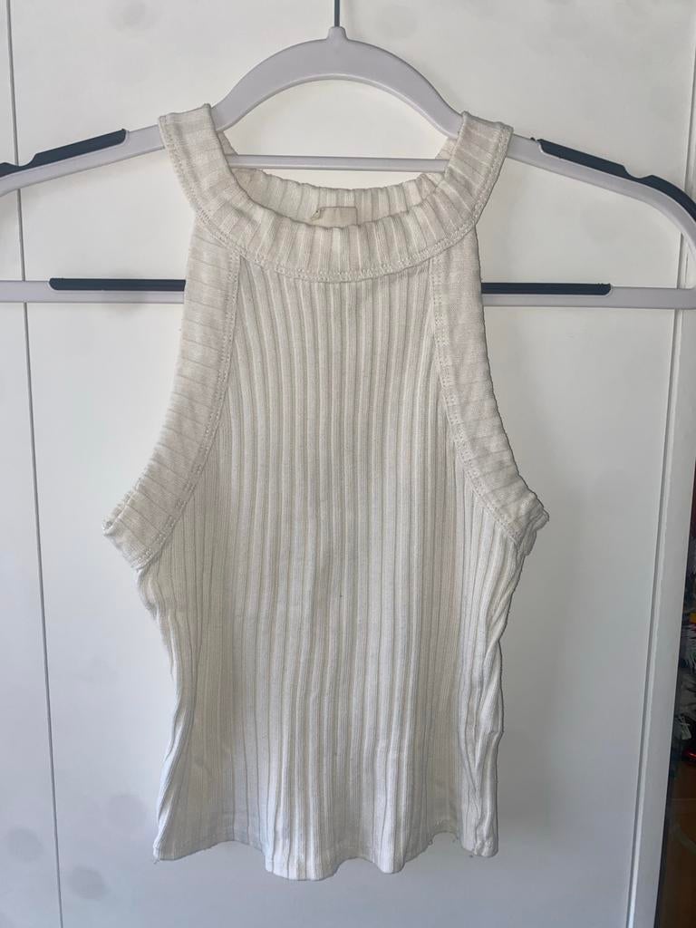 Witte geribbelde top Urban Outfitters, Verzenden, Wit, Zonder mouw, Maat 34 (XS) of kleiner